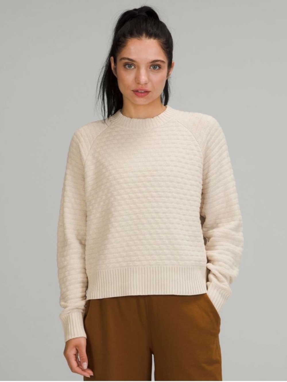 lululemon athletica Cream Texture Play Crewneck Sweater